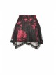 Punk Black Red Pattern Irregular Lace Lace Tie-Dyed Covered Mesh Cotton Mini Skirt