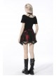 Punk Black Red Pattern Irregular Lace Lace Tie-Dyed Covered Mesh Cotton Mini Skirt