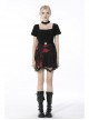 Punk Black Red Pattern Irregular Lace Lace Tie-Dyed Covered Mesh Cotton Mini Skirt