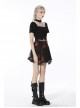 Punk Black Red Pattern Irregular Lace Lace Tie-Dyed Covered Mesh Cotton Mini Skirt