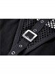 Black Hollow Cross Skinny Irregular Punk Net Splicing Midriff-Baring Cotton Top T-Shirt