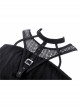 Black Hollow Cross Skinny Irregular Punk Net Splicing Midriff-Baring Cotton Top T-Shirt