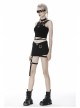 Black Hollow Cross Skinny Irregular Punk Net Splicing Midriff-Baring Cotton Top T-Shirt