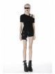 Punk Black Slim Fit Asymmetrical Design Sexy Shoulder Cotton T-Shirt
