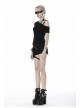 Punk Black Slim Fit Asymmetrical Design Sexy Shoulder Cotton T-Shirt