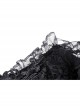 Black Gothic Pattern Elegant Slim Irregular Sexy Lace Ruffle Rayon Short Sleeves Top
