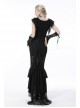Black Gothic Pattern Elegant Slim Irregular Sexy Lace Ruffle Rayon Short Sleeves Top