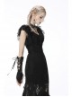 Black Gothic Pattern Elegant Slim Irregular Sexy Lace Ruffle Rayon Short Sleeves Top