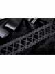 Gothic Black Lolita Bowknot Lace Puff Sleeve Slim Round Neck Short Sleeves Velvet Polyester Top