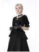 Gothic Black Lolita Bowknot Lace Puff Sleeve Slim Round Neck Short Sleeves Velvet Polyester Top