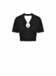 Punk Cross Paperclip Baring Sexy Slim Black Hollow Out Chain Cotton Chest Top