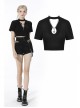 Punk Cross Paperclip Baring Sexy Slim Black Hollow Out Chain Cotton Chest Top