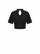 Punk Cross Paperclip Baring Sexy Slim Black Hollow Out Chain Cotton Chest Top