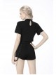 Punk Cross Paperclip Baring Sexy Slim Black Hollow Out Chain Cotton Chest Top