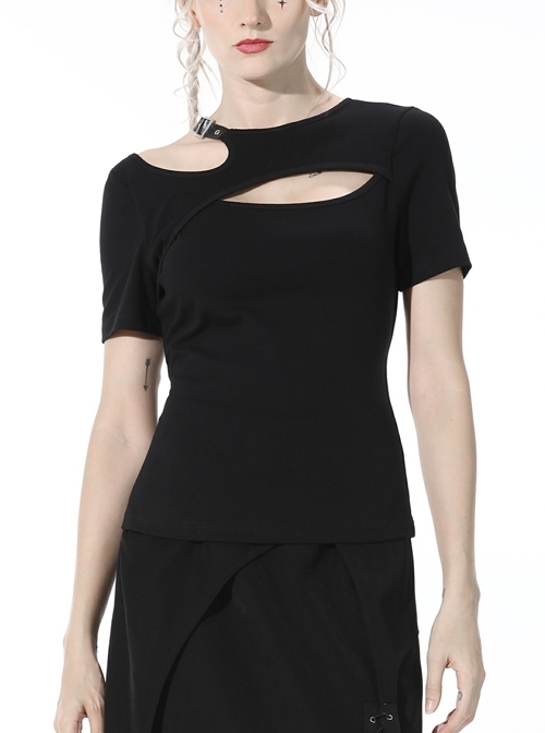 Street Punk Strapless Slim Fit Daily Fashion Cotton Asymmetrical Hollow Out Top