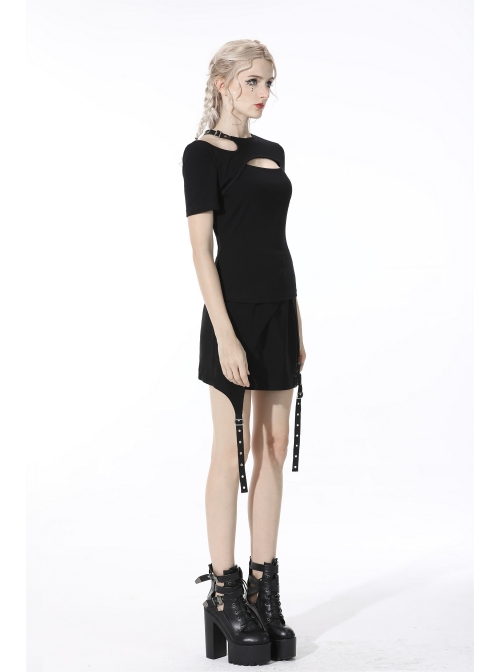 Street Punk Strapless Slim Fit Daily Fashion Cotton Asymmetrical Hollow Out Top