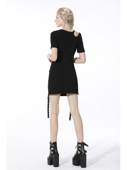 Street Punk Strapless Slim Fit Daily Fashion Cotton Asymmetrical Hollow Out Top