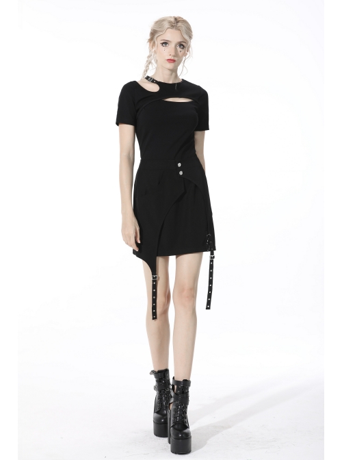 Street Punk Strapless Slim Fit Daily Fashion Cotton Asymmetrical Hollow Out Top
