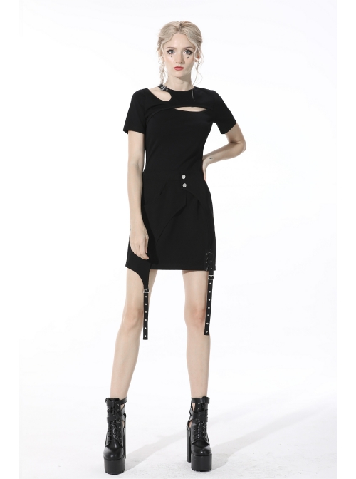 Street Punk Strapless Slim Fit Daily Fashion Cotton Asymmetrical Hollow Out Top