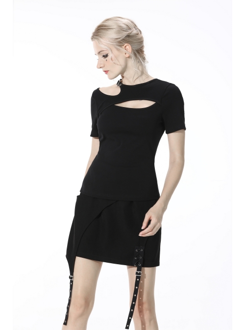 Street Punk Strapless Slim Fit Daily Fashion Cotton Asymmetrical Hollow Out Top