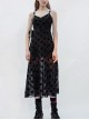 Black Heart Chiffon Waist Gothic Leather Sling Long Dress