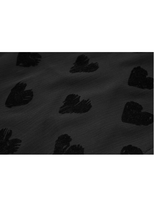 Black Heart Chiffon Waist Gothic Leather Sling Long Dress