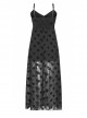 Black Heart Chiffon Waist Gothic Leather Sling Long Dress