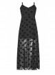 Black Heart Chiffon Waist Gothic Leather Sling Long Dress