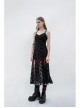 Black Heart Chiffon Waist Gothic Leather Sling Long Dress
