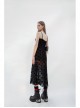 Black Heart Chiffon Waist Gothic Leather Sling Long Dress