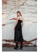 Black Heart Chiffon Waist Gothic Leather Sling Long Dress