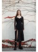 Black Heart Chiffon Waist Gothic Leather Sling Long Dress