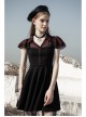 V-Neck Ruffled Short-Sleeved Check Chiffon Punk Waisted Skull Stud Dress