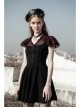 V-Neck Ruffled Short-Sleeved Check Chiffon Punk Waisted Skull Stud Dress