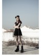 V-Neck Ruffled Short-Sleeved Check Chiffon Punk Waisted Skull Stud Dress