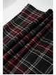 Black Red Square Neck Chest Convolution Tuck In Checkered Wrap Punk Long Sleeved Dress