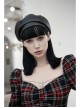 Black Red Square Neck Chest Convolution Tuck In Checkered Wrap Punk Long Sleeved Dress