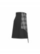 Black White Asymmetrical Trellis Stitching Checkered Removable Chain Punk A-Skirt