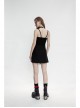Black White Asymmetrical Trellis Stitching Checkered Removable Chain Punk A-Skirt