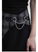 Black White Asymmetrical Trellis Stitching Checkered Removable Chain Punk A-Skirt