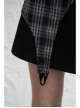 Black White Asymmetrical Trellis Stitching Checkered Removable Chain Punk A-Skirt