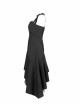 Front Chest Organza Lace Decoration Cross-Tied Rope Shoulder Strap Irregular Splice Mesh Hem Black Punk Dress