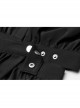 Buckle Belt Long Sleeve Black Punk Midriff Denim Dress