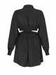 Buckle Belt Long Sleeve Black Punk Midriff Denim Dress