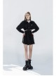 Buckle Belt Long Sleeve Black Punk Midriff Denim Dress