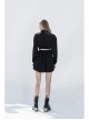 Buckle Belt Long Sleeve Black Punk Midriff Denim Dress