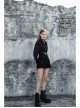 Buckle Belt Long Sleeve Black Punk Midriff Denim Dress