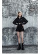Buckle Belt Long Sleeve Black Punk Midriff Denim Dress