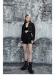 Buckle Belt Long Sleeve Black Punk Midriff Denim Dress