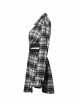 Buckle Belt Long Sleeve Black Punk Plaid Midriff Denim Dress